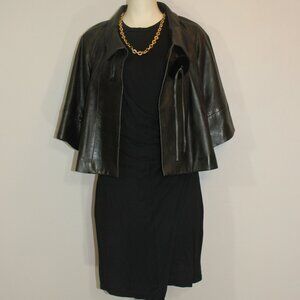 Marc.a.Dolchi leather 3/4 sleeve brown 1 button design lined  jacket size Medium